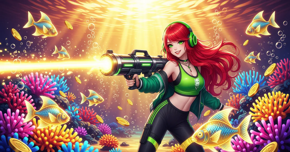 Digital fish table game interface with bright aquatic graphics